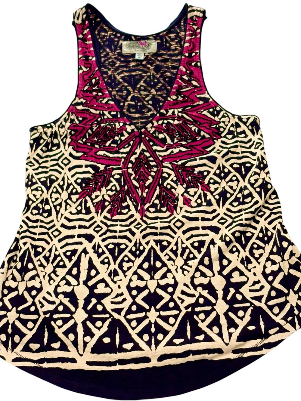 Boho Ecote Beaded Tank M Festival y2k Urban Outfitters Tribal Print Racerback